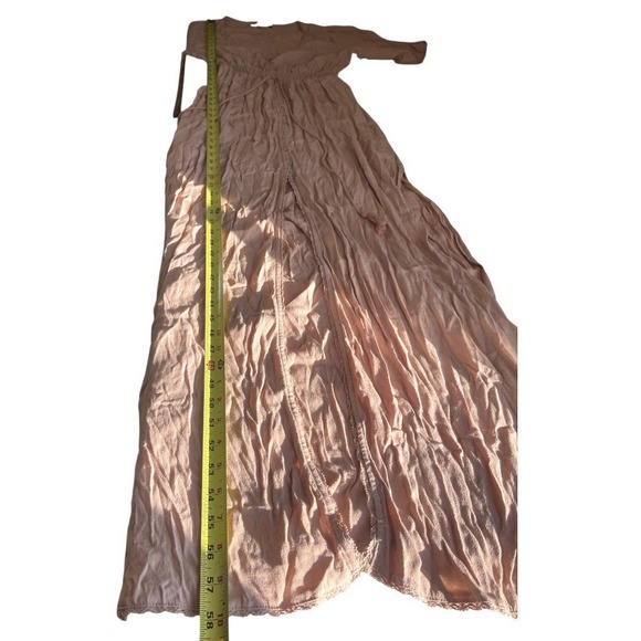 NWT Forever 21 Smocked Peach Maxi Dress Button Detail Cottagecore Prairie Church - Picture 10 of 10